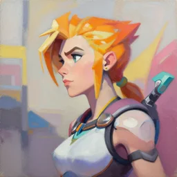 greg manchess portrait painting of abigail shapiro as overwatch character, medium shot, asymmetrical, profile picture, organic painting, sunny day, matte painting, bold shapes, hard edges, street art, trending on artstation, by huang guangjian and gil elvgren and sachin teng