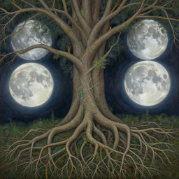 from roots to the moons, beautiful intricate painting by jacek yerka, 4 k