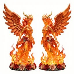 flaming angels guardians with floral adornments