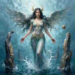 goddess of water, beautiful fantasy character portrait, ultra realistic, wide angle, intricate details, highly detailed by peter mohrbacher, boris vallejo, hajime sorayama, wayne barlowe, aaron horkey, gaston bussiere, craig mullins