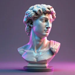 renaissance statue bust, 3 d model, octane rendered, unreal engine 5, rtx reflections, neon