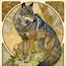 a werewolf, beautiful painting by alphonse mucha