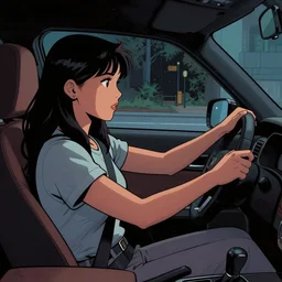 a beautiful comic artwork by Jerome Opeña of a woman driving at night, featured on artstation