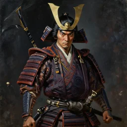 miyamoto musashi, dramatic, 8k, oil painting, feudal Japan, Japanese