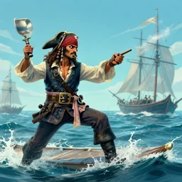 a pirate fighting against the navy in opnesea 8 k