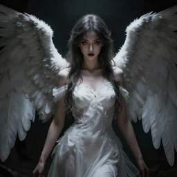a portrait of a beautiful angel by Greg Rutkowski, digital art, horror, chiaroscuro, trending on artstation, anime arts, featured on Pixiv, HD, 8K, highly detailed, good lighting, beautiful, epic, masterpiece