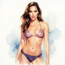 sexy gal gadot as a water color painting