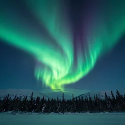 a matte painting of aurora borealis over alaska