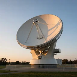 Jodrell Bank telescope at sunset