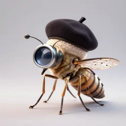 a mosquito insect wearing a monocle and a beret, 3 d octane render, artstation, edu souza