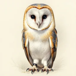 a full body shot of a Barn owl samurai by Brahm Revel,colored by Ronda Pattison, detailed,artstation,pencil art on paper, highly detailed,symmetrical face,symmetrical eyes