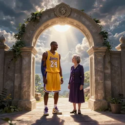 Kobe Bryant and Ruth Bader Ginsberg at the Pearly Gates of Heaven digital art