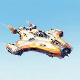 combat spaceship from the side concept art colorful by gurmukh basin