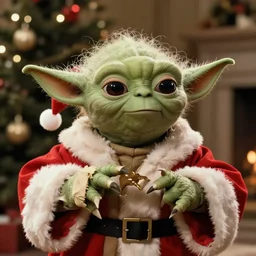 a film still of yoda in a christmas story as santa