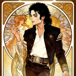 Michael Jackson in the style of Alphonse Mucha