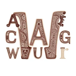 a full alphabet font design, aboriginal engraving, lettering clean, 2 4 0 0 dpi