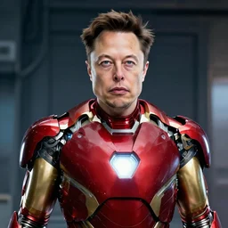 elon musk in a futuristic iron man suit