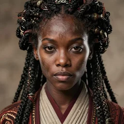 african female, jedi master, wearing the traditional jedi robe, beautiful and uniquely odd looking, detailed symmetrical close up portrait, intricate complexity, in the style of artgerm and ilya kuvshinov, magic the gathering, star wars art