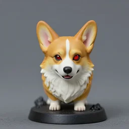 corgi wargaming miniature, evil, red eyes