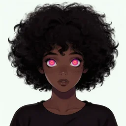 a girl with an afro and neon eyes by junji ito