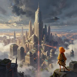 great city at the end of time, a sci-fi digital painting by Greg Rutkowski and James Gurney, trending on Artstation