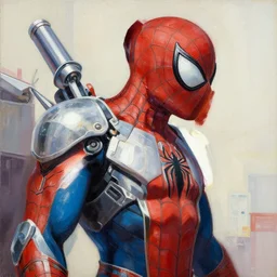 greg manchess portrait painting of partially armored spiderman with exo - skeleton as overwatch character, medium shot, asymmetrical, profile picture, organic painting, sunny day, matte painting, bold shapes, hard edges, street art, trending on artstation, by huang guangjian, gil elvgren, ruan jia, greg rutkowski, gaston bussiere