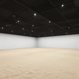 an indoor beach, black ceiling