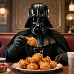 photo of darth vader eating fried chicken