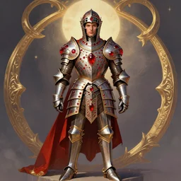 Gorgeous Knight in an ornamental Ruby armor, fantasy, symmetry, by Frank Franzetta, full color
