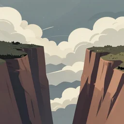 ilustration landscape 2 d flat, cliffs, cinematic shot by akira kurosawa, by jama jurabaev, chaotic clouds, extremely detailed, artstation, for aaa game, high quality
