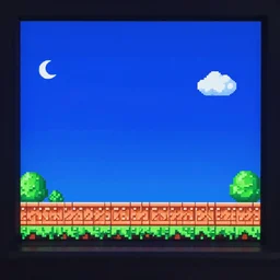 Dali style, Mario Bros game screen, 80\'s platform game