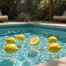 lemon playing in the pool