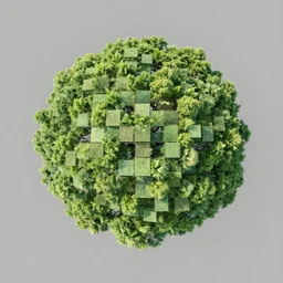 Tree from aerial view, made of seamless squares