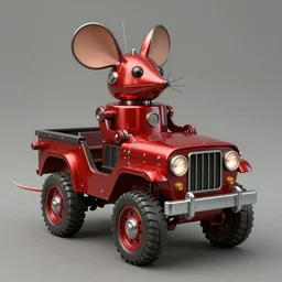 adventurer ( ( ( ( ( 1 9 5 0 s retro future robot mouse jeep robot. muted colors. ) ) ) ) ) by jean baptiste monge!!!!!!!!!!!!!!!!!!!!!!!!! chrome red