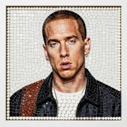 mosaic of eminem made of pills, high quality