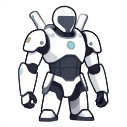 futuristic white body armor, cartoon flat style