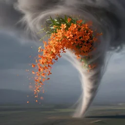 flower flowing in a tornado