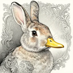 a rabbit with a duck's beak on its face, by weta fx, by yoshitaka amano, ink, watercolor, insanely detailed and intricate, hypermaximalist, elegant, ornate, hyper realistic, super detailed