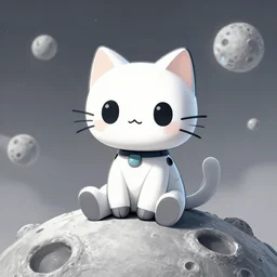 cute little robotcat sitting on the moon, fantasy, concept art, artstation, tyler edlin, feng zhu, noah bradley, thomas karpi