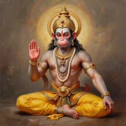 beautiful profile painting, highly detailed of lord hanuman, the monkey god, doing a front split