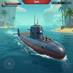 gameplay screenshot of a submarine!!! in Sea of Thieves!!!, Unreal Engine