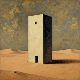 very weird minimalistic machine, huge, in the middle of desert, blotchy oil painting, tarot texture, by hieronymus bosch
