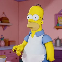 Homer Simpson as a maid, f2.8, 50mm, hyper realistic, film grain, 1960