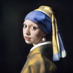 aoc with a pearl earring, painting by vermeer