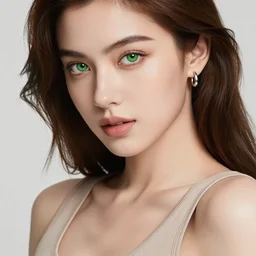 gorgeous woman with green eyes and brown hair, wearing a revealing tanktop, silver earring, raining, in the style of greg rutkowski, silver and blue colors, anime artstyle, intricate