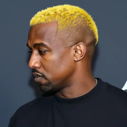 kanye west with a high top fade dyed yellow