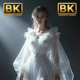 a wonderful realistic portrait of a lonely woman with a detailed wonderful face who is dressed with a wonderful, majestic, large semi transparent white cotton dress, accent white lighting, dramatic light, octane render by roberto ferri, fantasy art, photo realistic, dynamic lighting, unreal engine rendered, artstation, poster, dramatic light, - 8 k, award winning