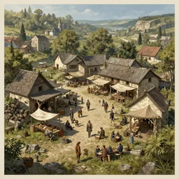 concept art, a beautiful highly detailed display of a fantasy small medieval open exterior market of a small town, poor, small, realistic day lighting poster by ilya kuvshinov, magali villeneuve, artgerm, jeremy lipkin and michael garmash and rob rey