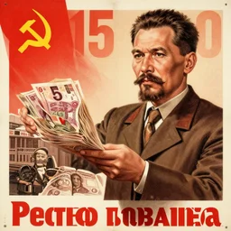 1 9 5 0 soviet propaganda poster praising money and capitalism, highly detailed,