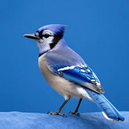 Blue Jay, highly textured, blue backdrop, 4K image